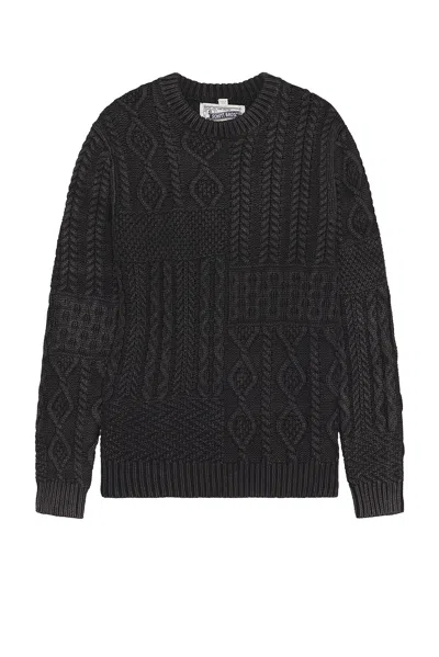 Schott Stonewash Patchwork Sweater In Charcoal
