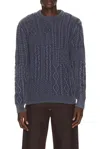 Schott Stonewashed Patchwork Cotton Sweater In Navy