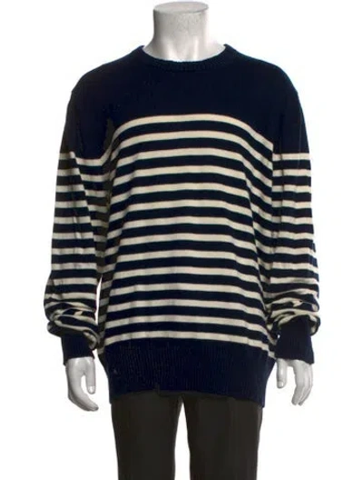 Pre-owned Schott Striped Crew Neck Pullover In Black