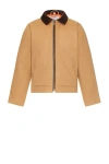 Schott Union Cotton Canvas Down Work Jacket In Khaki