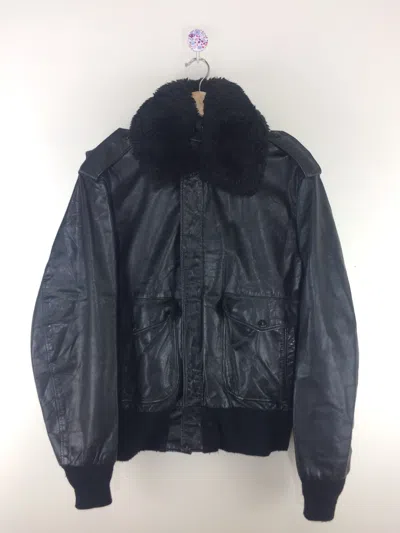 Pre-owned Schott Vintage 80's 90's  Aviator Bomber Leather Jacket In Black