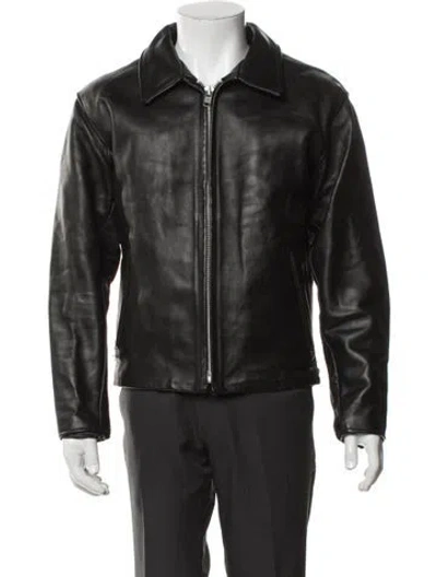 Pre-owned Schott Vintage Leather Moto Jacket In Black