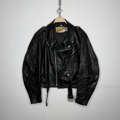 Pre-owned Schott Vintage Perfecto Leather Jacket Ramones Biker Moto In Black
