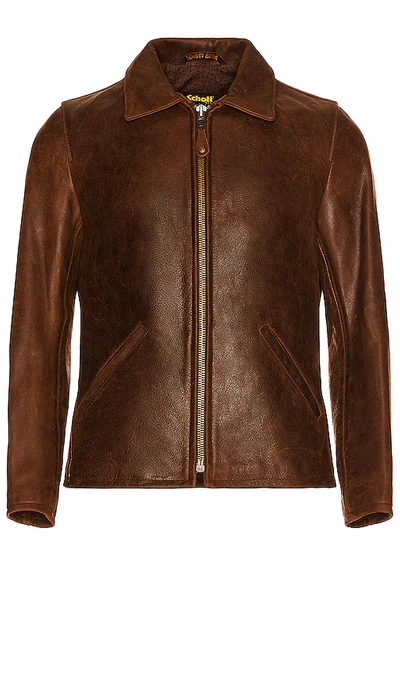 Schott Waxy Buffalo Leather Sunset Jacket In Brown