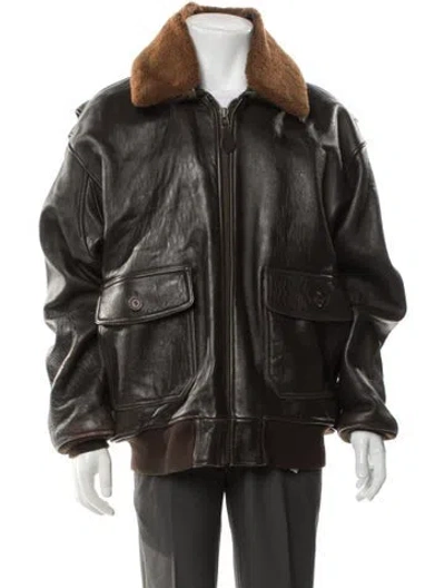 Pre-owned Schott Wings Of Gold G-1 Bomber Leather Parka In Brown