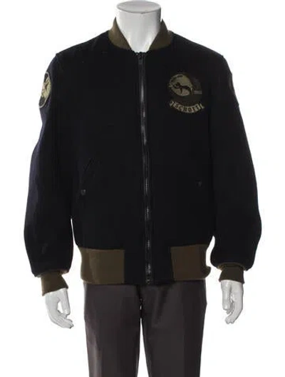 Pre-owned Schott Wool Bomber Jacket W/ Tags In Black