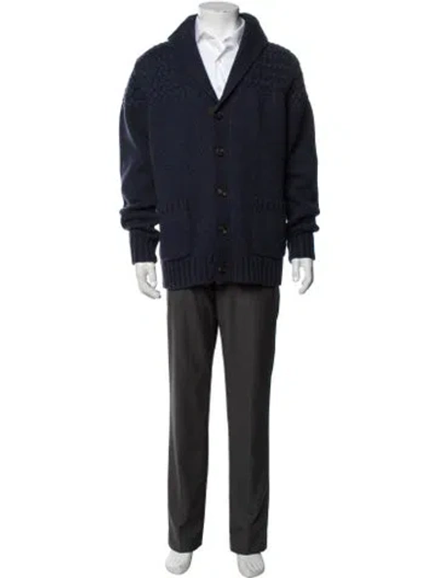 Pre-owned Schott Wool Collar Cardigan In Blue
