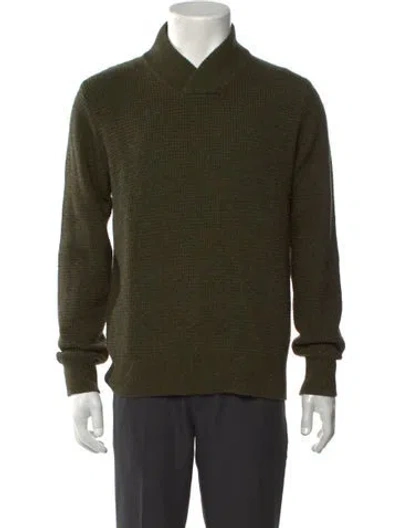 Pre-owned Schott Wool Collar Pullover In Green