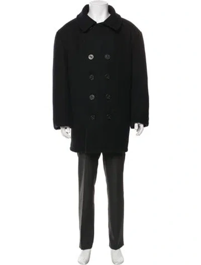 Pre-owned Schott Wool Peacoat In Black