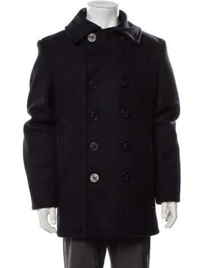 Pre-owned Schott Wool Peacoat In Black