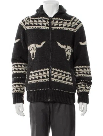 Pre-owned Schott Wool Printed Denim Jacket In Gray