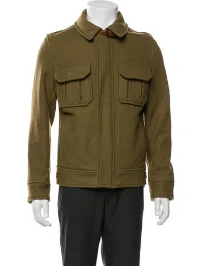 Pre-owned Schott Wool Utility Jacket In Green