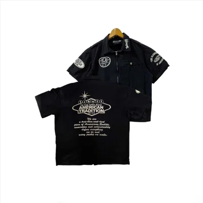 Pre-owned Schott X Vintage Schott Bros Nyc Short Sleeve Camp Collar Shirt In Black