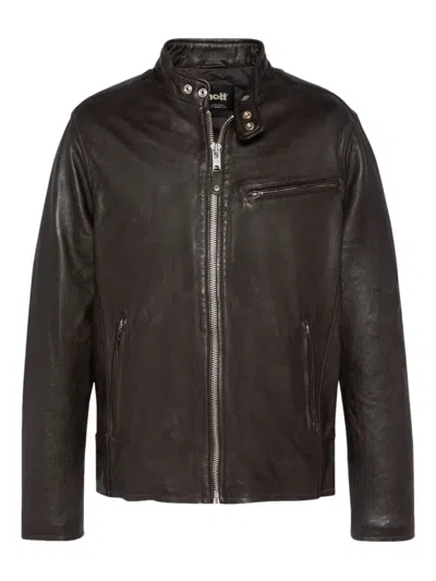 Schott Zip-fastening Leather Jacket In Brown