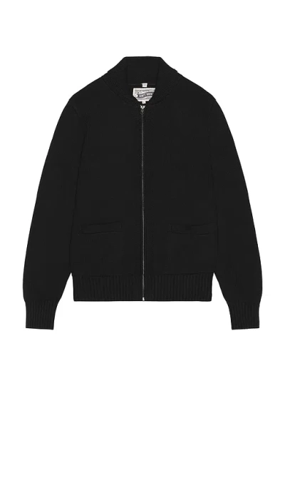 Schott Zip Front Sweater In Black