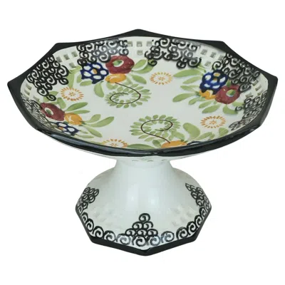 Pre-owned Schramberg Majolica Octagonal Art Deco Bowl Footed Bowl Schramberg Majolika 1920s Hand-painted Decor In Gray