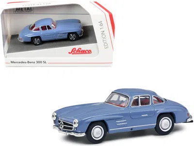 Schuco Mercedes Benz 300 Sl Blue With Red Interior 1/64 Diecast Model Car By