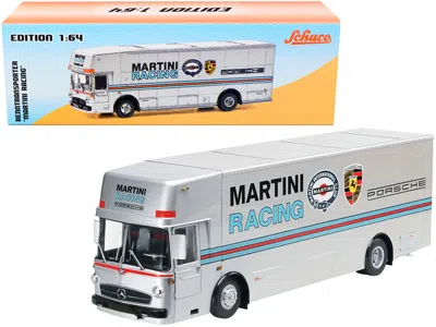 Schuco Mercedes Benz Race Car Transporter "martini Racing" Silver With Stripes 1/64 Diecast Model By