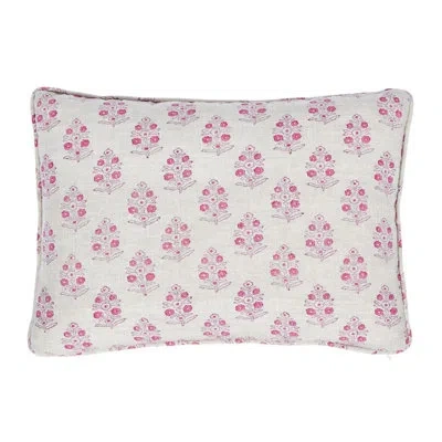 Schumacher Aditi Hand Blocked Print Pillow In Pink,beige