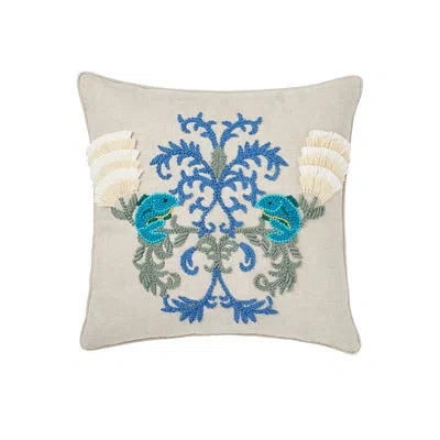 Schumacher Anemone Pillow In Blue