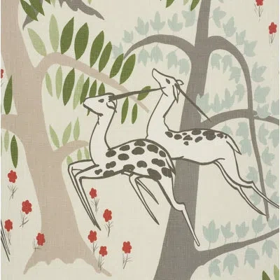 Schumacher Antelopes Fabric In Ivory