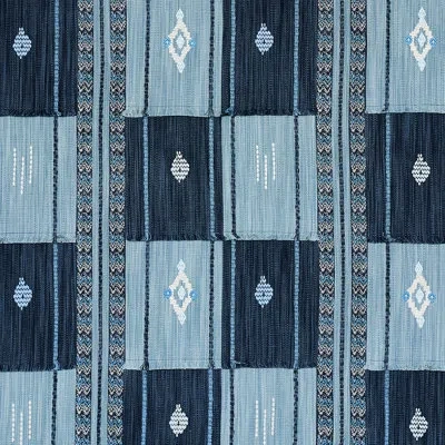 Schumacher Aravali Patchwork Fabric In Denim,indigo