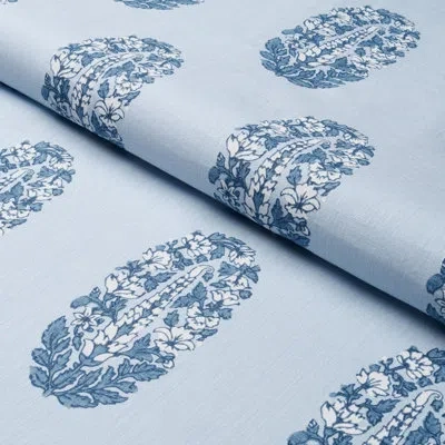 Schumacher Askandra Flower Fabric In Chambray