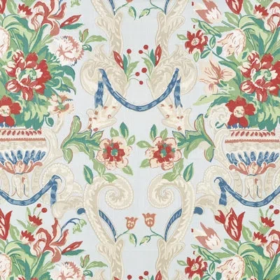 Schumacher Aylesbury Vase Fabric In Aqua