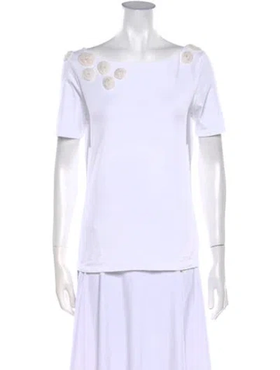 Pre-owned Schumacher Bateau Neckline Short Sleeve T-shirt In White