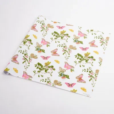 Schumacher Baudin Butterfly Wrapping Paper In Yellow;pink;green;blush
