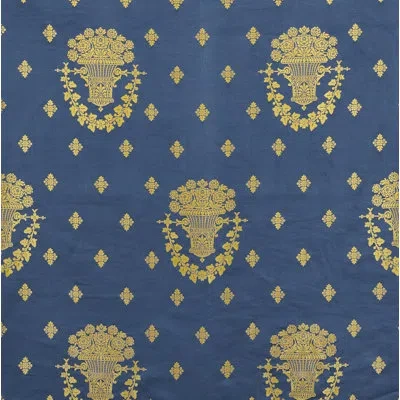Schumacher Blue Room Lampas Silk Fabric