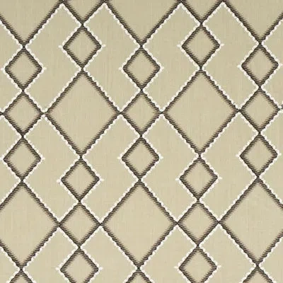 Schumacher Branson Embroidery Fabric In Taupe