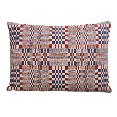 Schumacher Brimfield Geometric Cotton Blend Reversible Throw Pillow In Red