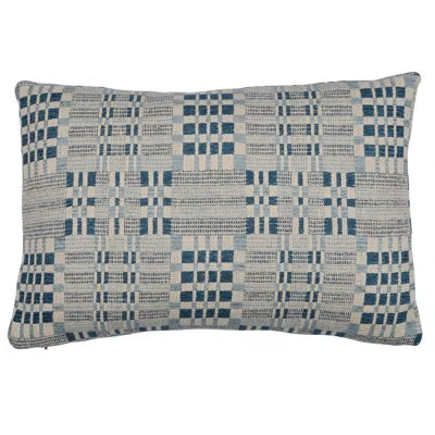 Schumacher Brimfield Lumbar Pillow In Blue Geometric