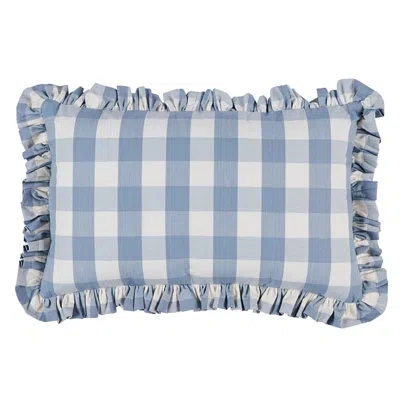 Schumacher Camden Cotton Check Pillow In Skywhite
