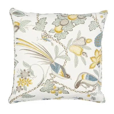Schumacher Campagne Pillow In Cadet,citron