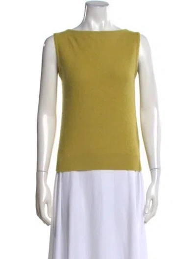 Pre-owned Schumacher Cashmere Bateau Neckline Sweater In Yellow