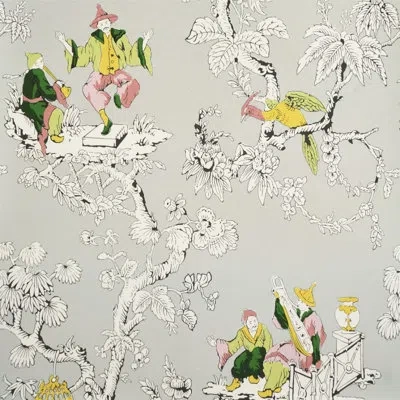 Schumacher Chinoiserie Moderne Wallpaper In Soft Gray