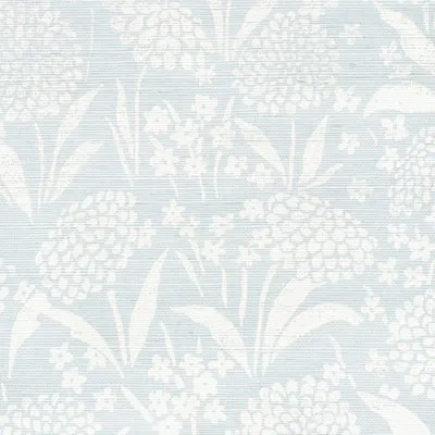 Schumacher Chrysanthemum Sisal Wallpaper In Sky