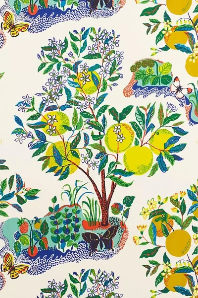 Schumacher Citrus Garden Wallpaper In Multi