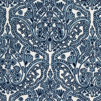 Schumacher Claremont Crewel Embroidery Fabric In Delft