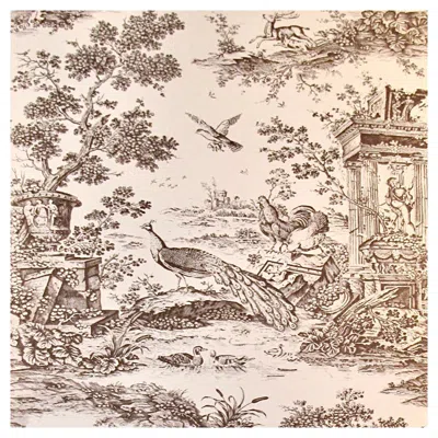 Pre-owned Schumacher Colonial Williamsburg  Jones Toile Cream Hand-print Figural Wallpaper In White