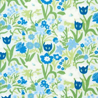 Schumacher Crewel Garden Fabric In Sky