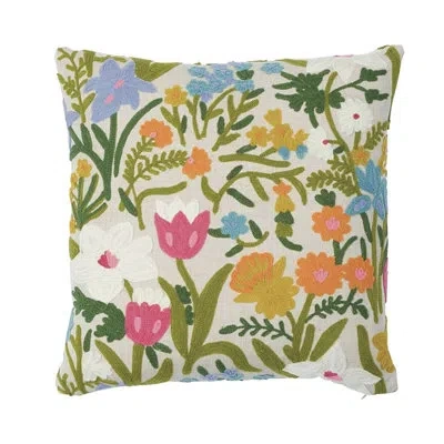Schumacher Crewel Garden Pillow In White