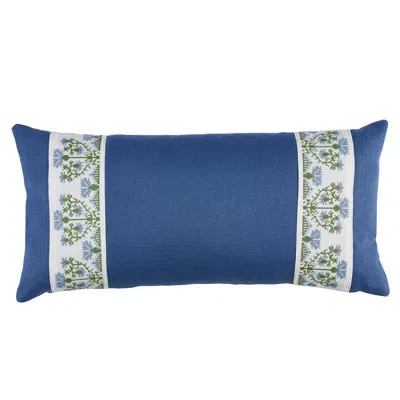 Schumacher Custis Embroidery Pillow In Blue