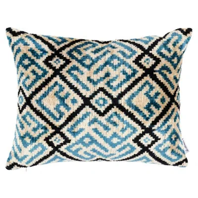 Schumacher Edirne Silk Velvet Lumbar Pillow In Blue