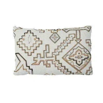 Schumacher Ezma Embroidery Pillow In Tan
