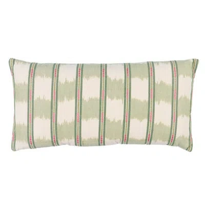 Schumacher Faye Pillow In Leaf Ikat,striped