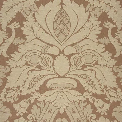 Schumacher Fitzroy Linen Damask Fabric In Camel