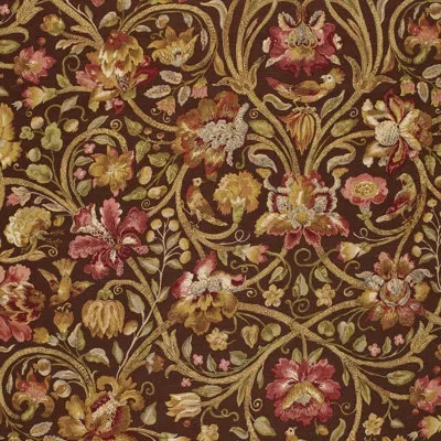 Schumacher Fleurs De Touraine Fabric In Mahogany